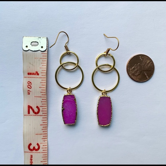 Beautiful pink druzy & hoop earrings by Sparkazilla on Etsy. - Picture 3 of 6